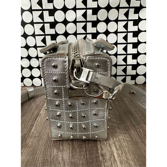 TOD'S Don Studded Metallic Leather Crossbody Bag $2145 - Picture 11 of 15
